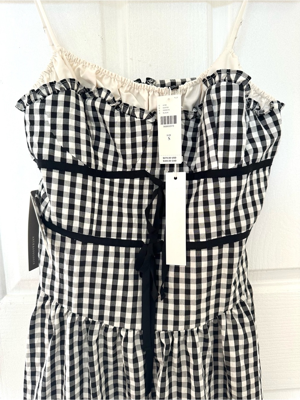 For Love & Lemons Black and White Gingham Midi Dress - Picture 5 of 8